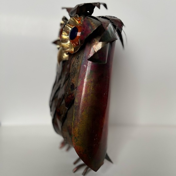 MCM Brutalist Owl Vintage 1970 Curtis Jere Style Sheetmetal Welded Collectible - Picture 4 of 10